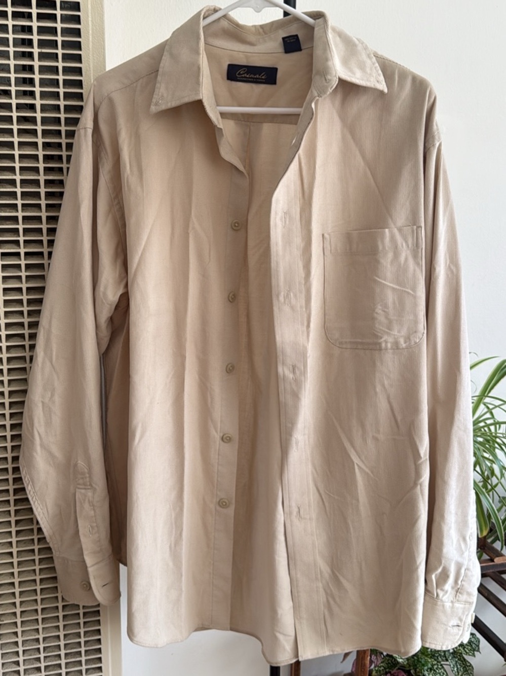 Roundtree & Yorke Casuals Tan Corduroy Shirt Size M